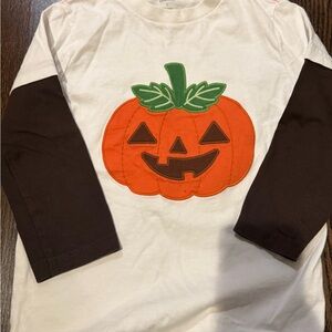 Gymboree White and Black Long Sleeve Pumpkin Tee